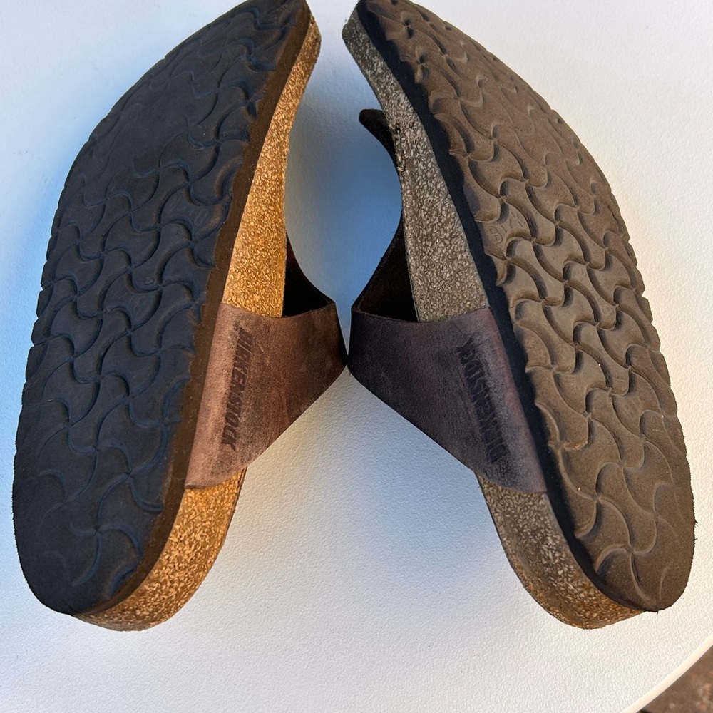Birkenstock Gizeh Brown Leather Thong Sandals Size 39 W8 M6 - Picture 7 of 8